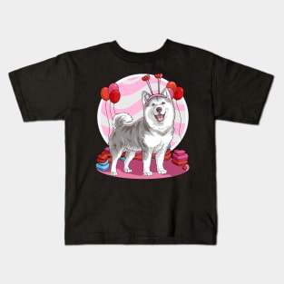 Alaskan Malamute Valentines Day Heart Dogs Puppy Love Kids T-Shirt